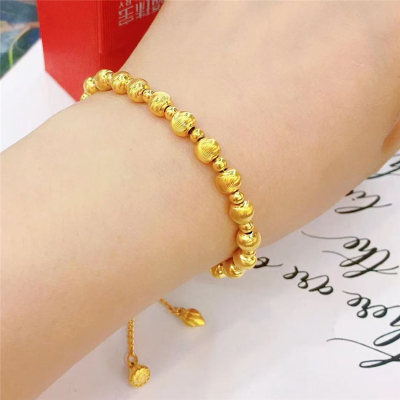 2021新品越南沙金猫眼珠两世欢莲蓬手链女镀金仿真金转运圆珠手链送女朋友老婆情人节七夕生日礼物