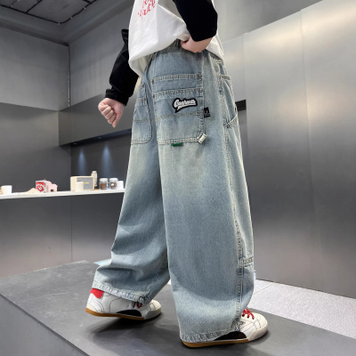 男童直筒牛仔裤春秋款2026新款中大童长裤春季炸街儿童春装裤子潮