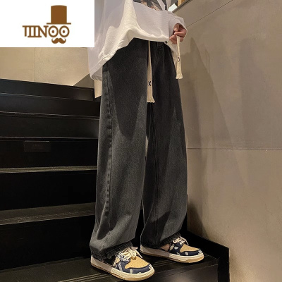 YANXU复古牛仔裤男款秋季直筒宽松潮牌美式高街潮流休闲阔腿长裤子男生