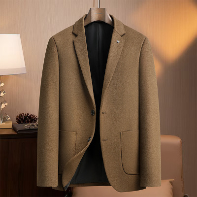 纯羊毛西装男式韩版修身版100%羊毛西服秋冬加棉加厚潮流羊毛外套
