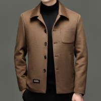 纯羊毛茄克男式青年潮流羊毛夹克100%羊毛秋冬新款加棉羊毛男外套