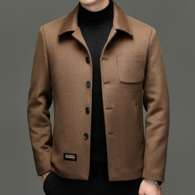 纯羊毛茄克男式青年潮流羊毛夹克100%羊毛秋冬新款加棉羊毛男外套