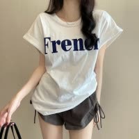 年新款网红ins超火显瘦落肩甜酷短袖T恤宽松女夏季学生上衣潮
