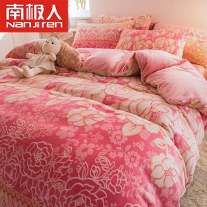 花绒加厚四件套珊瑚绒被套双面绒冬季法兰绒床单三件套