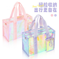 幻彩PVC女士手提包镭射沙滩包大容量斜挎包托特包防水果