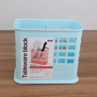 家用厨房筷子筒筷子架塑料餐具笼架沥水收纳多功能筷架筷笼勺子桶 敬平 浅蓝色