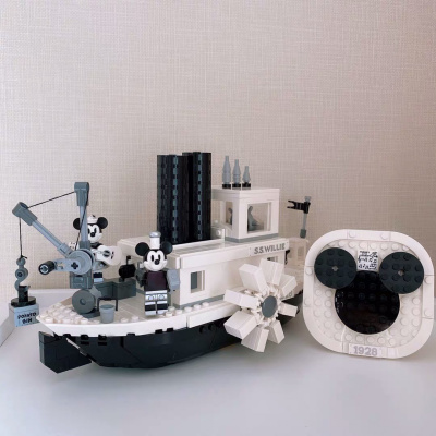 乐高迪士尼威利号蒸汽船模型米奇米妮女孩子儿童立体拼装玩具
