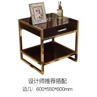 森美人后现代轻奢风边几角几客厅不锈钢小茶几正方形边角柜简约沙发边桌