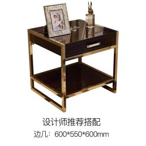 森美人后现代轻奢风边几角几客厅不锈钢小茶几正方形边角柜简约沙发边桌 轻奢边几（红黑檀）