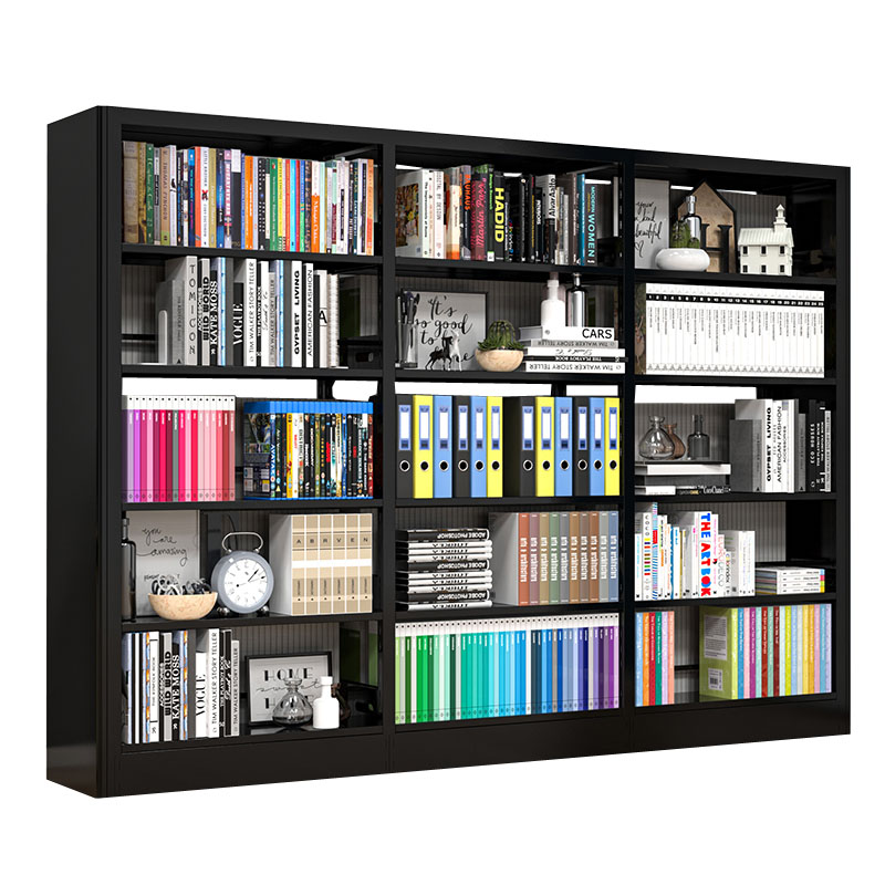 锦北 书架学校图书馆阅览室书籍架落地资料档案架黑色白色 双面一列三