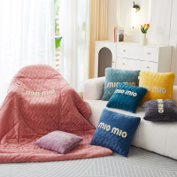 秋冬 加厚牛奶绒抱枕被纯色简约风米奥双面柔软靠垫被