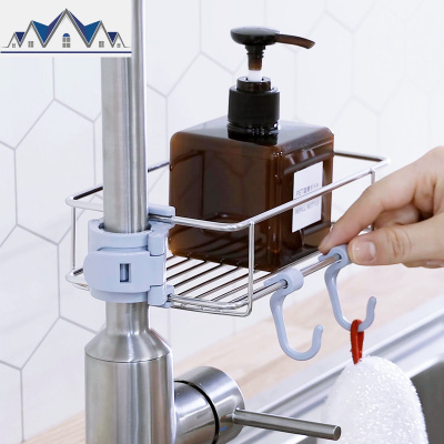 水龙头置物架厨房抹布沥水架家用免打孔洗碗布收纳水水池收纳架 三维工匠
