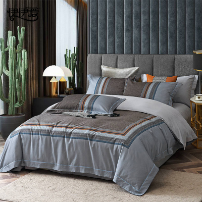 伊伊爱 纯棉60支磨毛条纹四件套