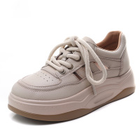 头层牛皮镂空透气厚底单鞋女2025夏季新款时尚休闲百搭系带凉鞋