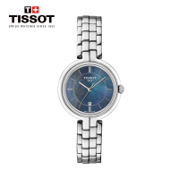 天梭(TISSOT)瑞士手表 优雅梦幻蓝色珍珠贝母表盘 弗拉明戈系列钢带女士石英表 T094.210.11.121.00