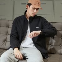 [2.5折价95元]唐狮春季新款外套男立领印花短款休闲外套潮流春秋夹克外套男