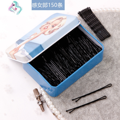 黑色发夹一字夹超紧发卡碎头发边夹小卡子盘发头饰固定隐形钢夹子你那么美19#直板夹-美艳花朵150条