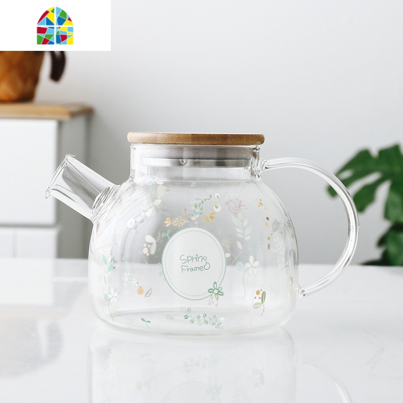 日式耐热过滤玻璃冷水壶套装大容量家用防爆泡茶壶凉白开水壶杯子 FENGHOU 森林小鹿(大凉水壶)+6杯+托盘