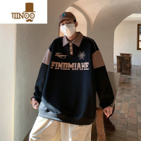 YANXU情侣装美式复古polo领撞色卫衣男款潮牌感小众班服外套