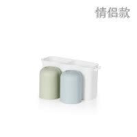 日式牙刷架吸壁式洗漱杯子牙膏盒刷牙杯套装牙具漱口杯壁挂架 三维工匠 小清新绿植四口(带)挤牙膏器