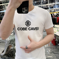 夏季新款男士圆领短袖T恤丝光棉潮牌修身半袖打底衫时尚体恤T