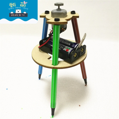 坦克车科技小发明小制作diy材料包学生科技课手工作业拼装玩具电动涂鸦笔+电池材料包