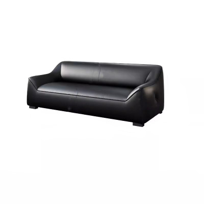 迅迈 三人位办公沙发 简约现代休闲休息区黑色极简商务会客接待办公室沙发组合