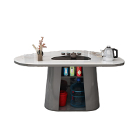 锦北 岩板茶桌椅组合现代家用阳台简约茶桌办公室泡茶桌 1.4桌