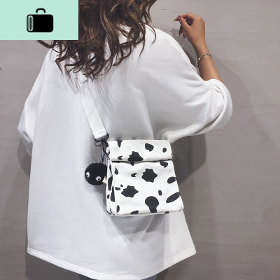 帆布小包包女新款2020韩版原宿ulzzang软妹撞色学生单肩斜挎包潮NEW LAKE女斜挎包