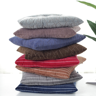 美帮汇条纹坐垫 现代简约布艺毛绒坐垫加厚学生椅子垫办公室坐垫凳子垫