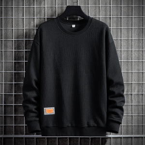 卫衣男春秋季韩版新款潮流纯色提花布上衣休闲青少年圆领卫衣