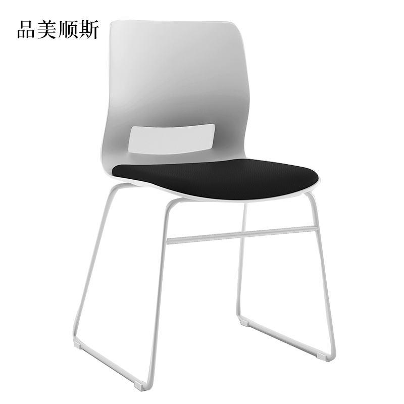 品美顺斯培训会议椅弓形椅洽谈椅无扶手黑色软包椅