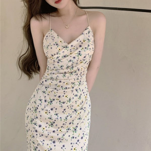 性感辣妹长款碎花连衣裙女装夏季半身裙短裙子A字裙长裙子茶歇裙_1
