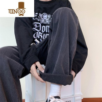 YANXU直筒牛仔裤男款美式复古ulzzang裤子潮牌百搭宽松阔腿长裤