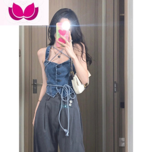 七斓夏季甜酷穿搭套装女可盐可甜辣妹纯欲御姐风吊带背心休闲裤套