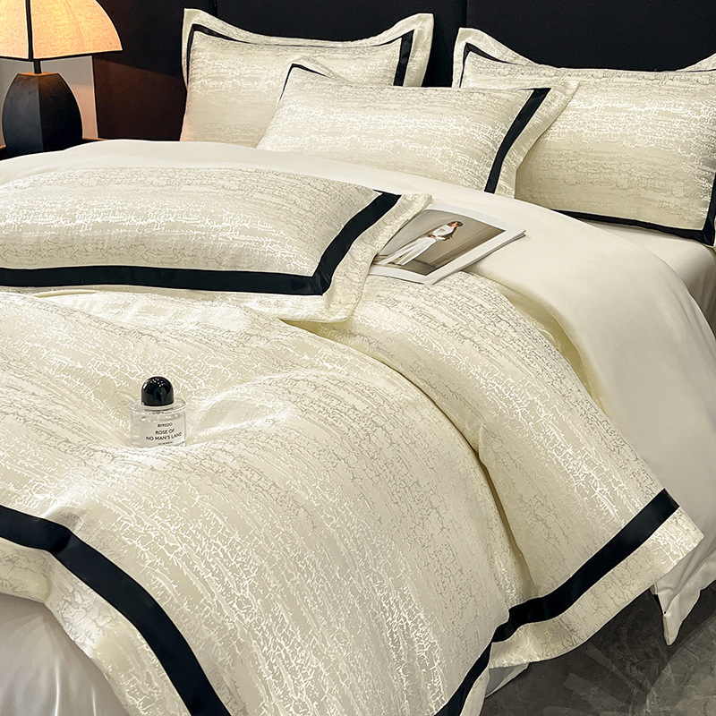 水洗真丝四件套冰丝被套夏季床笠轻奢感主卧室床单