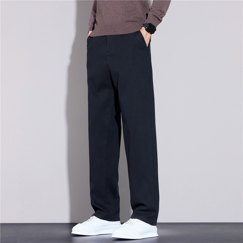 秋冬季新款加绒休闲裤男士直筒裤宽松商务西裤子厚款保暖长裤男潮