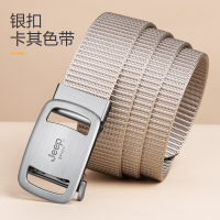 JEEP官方正品男皮带无牙自动扣帆布腰带中青年户外尼龙工装裤带潮