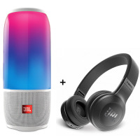JBL E45BT 黑色头戴无线蓝牙耳机 重低音HIFI耳麦 & JBL Pulse3 珍珠白音乐脉动 炫彩蓝牙小音响