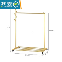 敬平衣帽架落地卧室家用简约北欧室内挂衣服架子单杆式简易铁艺晾衣架 YMJ76纳米金长120高170