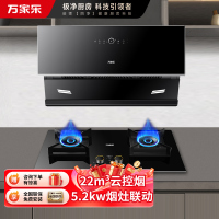 万家乐 抽油烟机 定时烟灶联动套装 24立方大吸力油烟机5.2kw大火力燃气灶具套装AJ5+AY9天然气