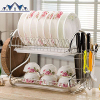 不锈钢色碗架沥水碗架盘子凉晾放控水架厨房置物架装碗筷收纳盒箱 三维工匠