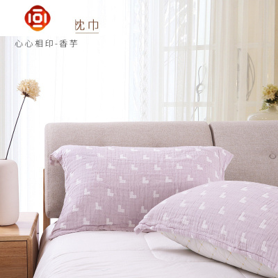 水洗棉枕巾纱布棉四层枕头巾情侣款一对枕头毛巾棉成人简约三维工匠