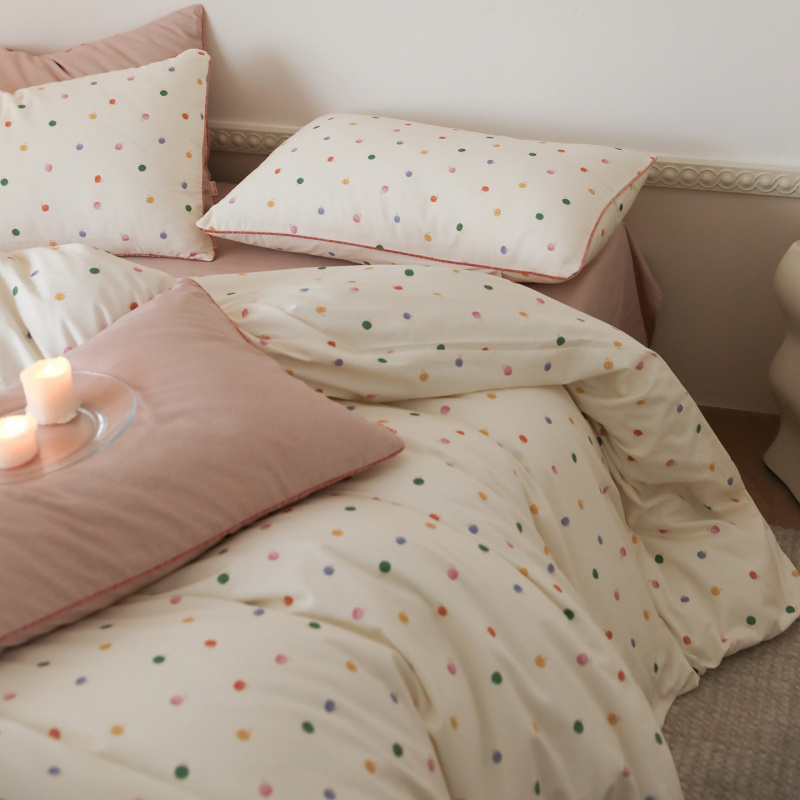 韩系ins全棉磨毛四件套甜美女生宿舍三件套加厚纯棉床品秋冬季1.8