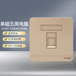 [官方旗舰店]施耐德电气开关插座绎尚薄暮金色86型大面板家用墙壁式 五孔一开弱电空调插座 带USB电源插座