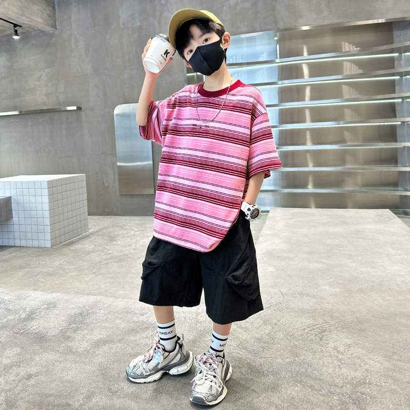 儿童装男童夏装套装2025新款夏季薄款大童夏款男孩运动短袖酷帅潮