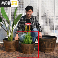 三维工匠塑料圆花盆超特大号大码庭院种树龙缸胶盆加厚铁树脂花盆落地 小号木桶黄铜金色 见详情花盆容器