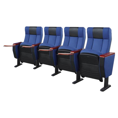 臻远ZY-LTY-34礼堂椅剧院椅会议室椅子蓝色带后写字板四人位