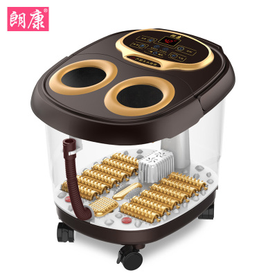 朗康LK-8905熏蒸足浴盆12大滚轮按摩泡脚桶气泡按摩水电隔离红灯照射家用多功能咖啡色