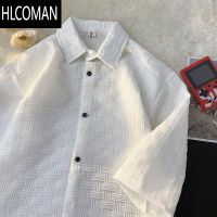 HLCOMAN短袖衬衫男款夏季美式设计感ins潮牌痞帅衬衣高级感宽松半袖外套